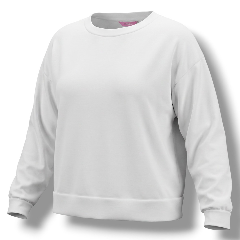 Lilly Pulitzer Sweatshirt Womens Large Eggshell White French Terry Drop Shoulder